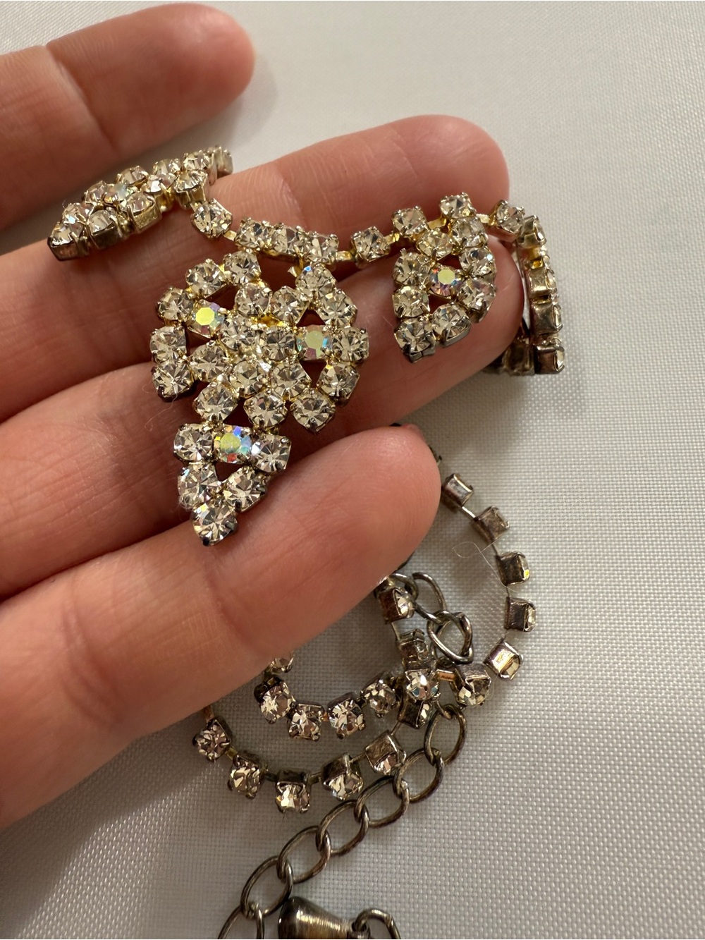 Vintage 50s/60s AB Aurora Borealis Rhinestone Glam Marilyn Monroe Necklace - Picture 6 of 13